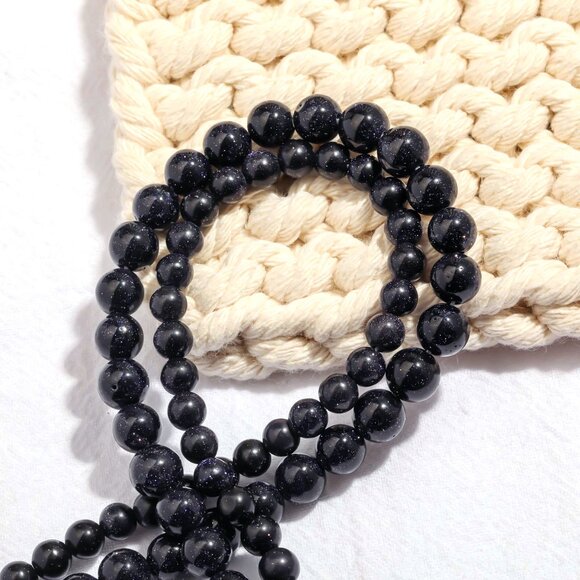 Vanilla Mountain Jewelry - 8mm Blue Sandstone Round Beads DIY Jewelry Making